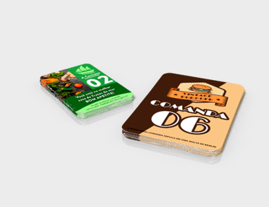 Comanda com Arte Variável em PVC 0,76mm Fosco Frente e Verso 8,5x11,4cm - 4x0 - 1 unid