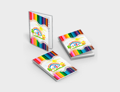Caderno com Espiral Capa Maleável A5 14,8x21 180 folhas 4x0 Couchê 300g Laminação Fosca - 4x0 - 3 unid