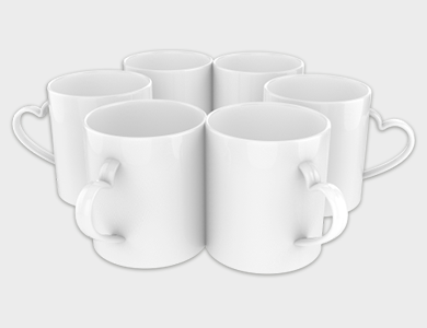 Caneca de Café Coração Branca em Polímero para Sublimação 325ml - 50 unid