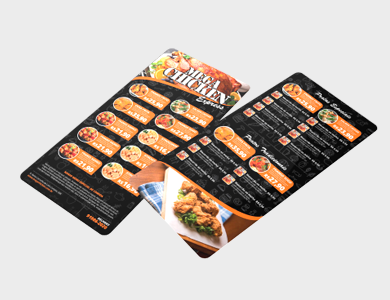 Cardápio com 2 Páginas (1 Folha) em PVC 0,76mm Cristal Frente e Verso 13,7x29,4cm - 4x0 - 10 unid