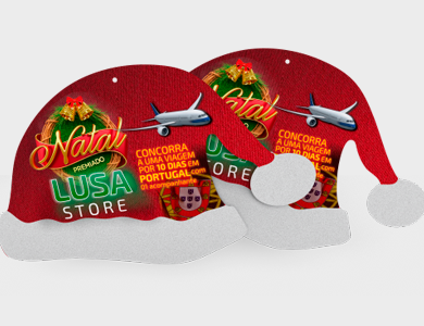 Móbile Gorro de Papai Noel Grande PVC 0,3 mm Verniz Total Frente e Verso 35,6x22 cm - 4x4 - 250 unid