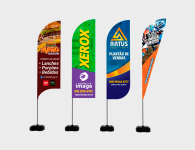 Wind Banner Gigante com Base de Plástico Tecido Oxford 75x250cm - 4x4 - 1 unid